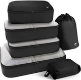 HOTOR Packing Cubes for Suitcases - 6 Pieces, Light Packing Cubes for Travel, Premium Suitcase Organizer Bags Set, Space-Saving Luggage Organizers, Water-Resistant Travel Essentials, Black