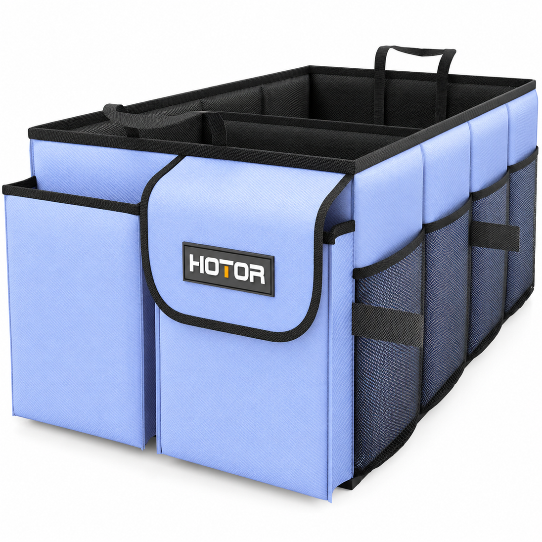HOTOR Trunk Organizer for SUV - 2 Compartments & 6 Pockets Trunk Organizer for Car, Car Organizers and Storage, Blue