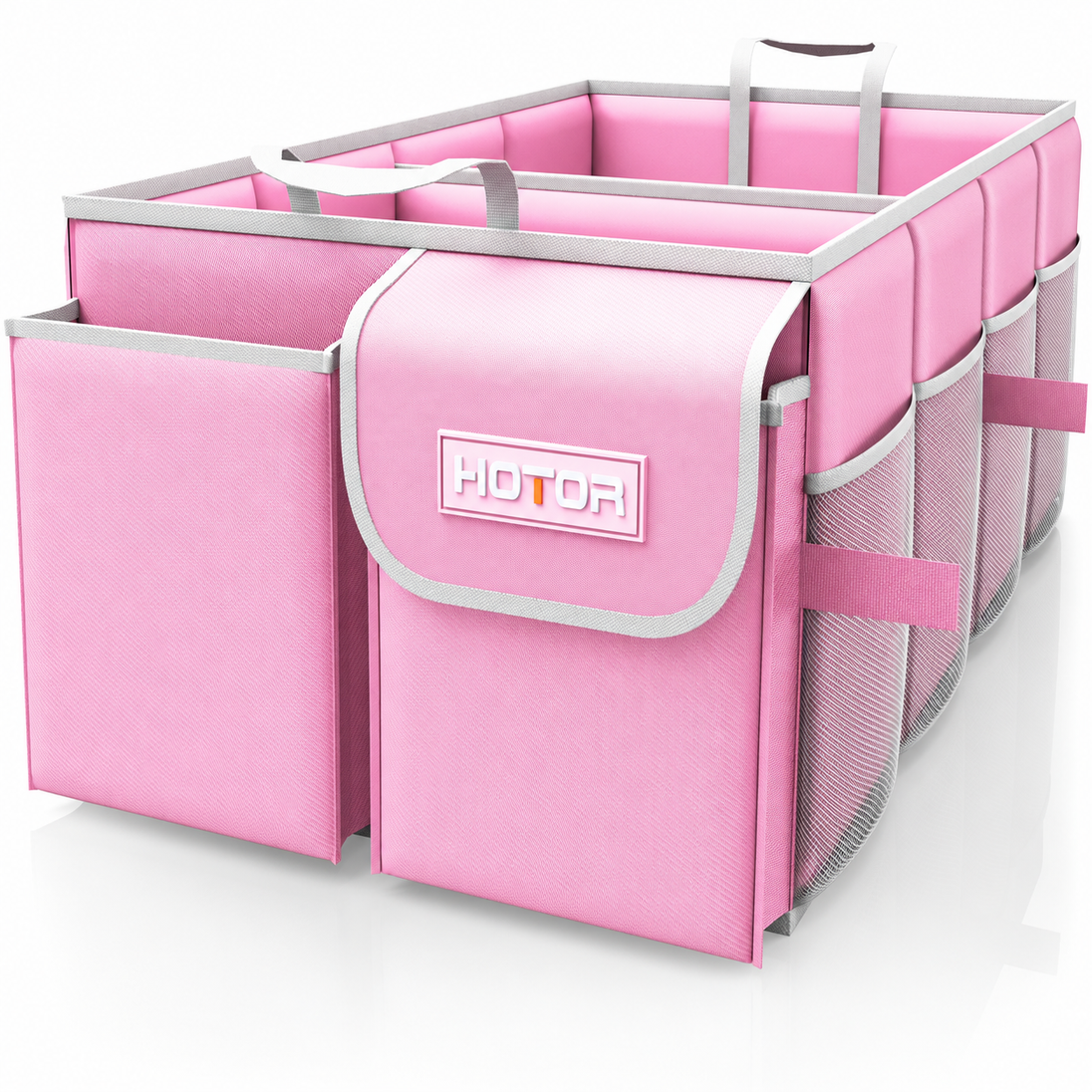HOTOR Trunk Organizer for SUV - 2 Compartments & 6 Pockets Trunk Organizer for Car, Car Organizers and Storage, Pink