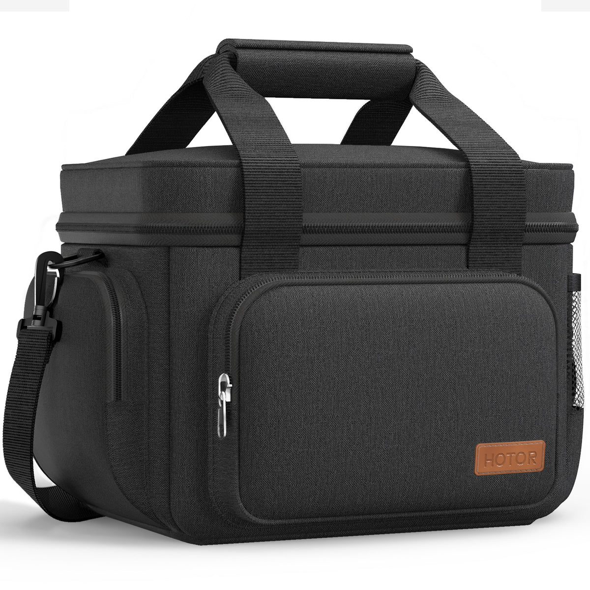 HOTOR Lunch Box for Men and Women - Premium Leak-Proof Insulated Lunch Bag with Adjustable Shoulder Strap, Large Capacity Cooler Lunch Bag, 13.3" x 9.9" x 9.0", Black