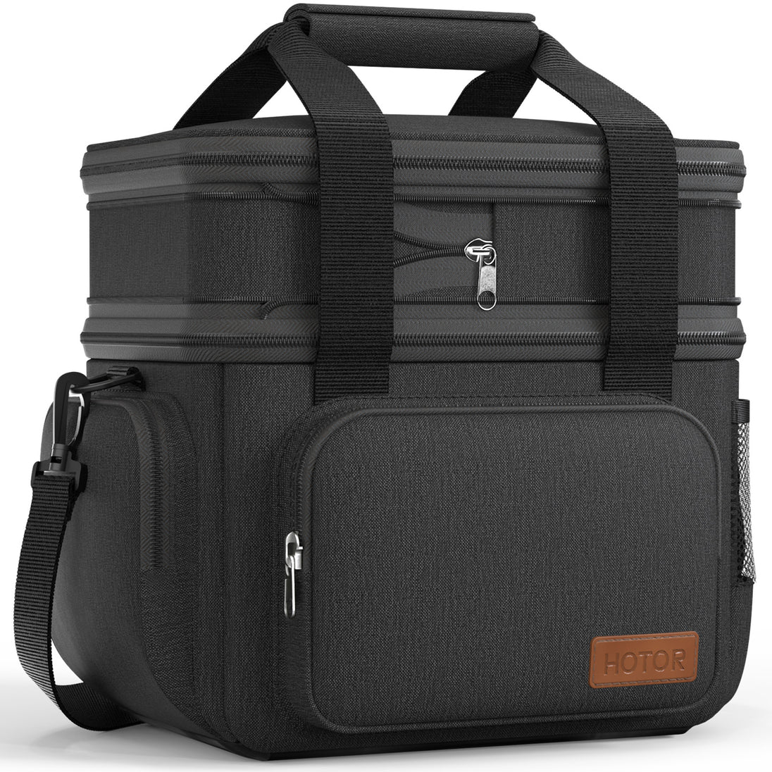 HOTOR Lunch Box for Men and Women - Premium Leak-Proof Insulated Lunch Bag with Adjustable Shoulder Strap, Large Capacity Cooler Lunch Bag, 12.1" x 7.8" x 10.5", Black