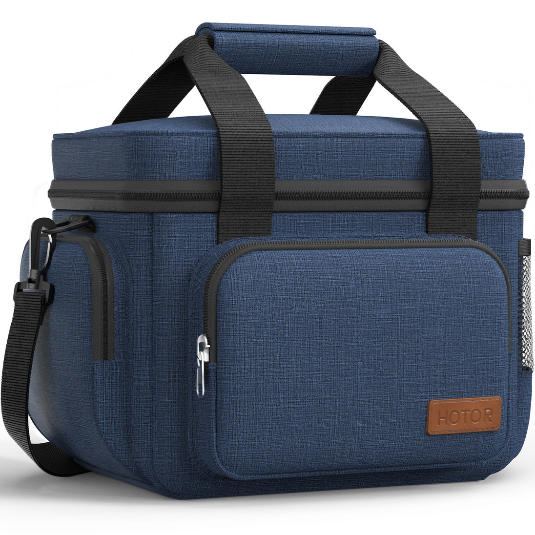 HOTOR Lunch Box for Men and Women - Premium Leak-Proof Insulated Lunch Bag with Adjustable Shoulder Strap, Large Capacity Cooler Lunch Bag, 9.8" x 5.9" x 8.6", Dark Blue
