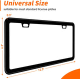 HOTOR Black License Plate Frames - 2 Pack, Obstruction-Free License Plate Holders with Narrow Edges, Rustproof Stainless Steel Front License Plate Mounting Kit, Universal Car Accessories for Most Cars