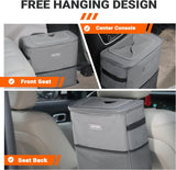 HOTOR Car Trash Can, 3-Gallon Ultra-Large Car Garbage Can, 100% Leakproof & Waterproof Trash Can for Car, Multipurpose Car Trash Bin with Adjustable Straps, Magnetic Buckles, Mesh Pockets (Gray)