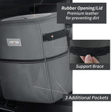HOTOR Car Trash Can, Multifunctional Car Accessory for Interior Car Stuff Storage with Compact Design, Waterproof Car Organizer and Storage with Adjustable Straps, Magnetic Snaps (Gray)