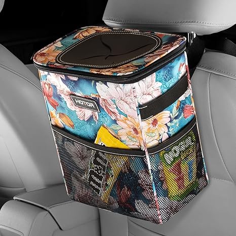 GACTIVITY Western Cow Print Car Trash Can - Collapsible, Waterproof, With Lid