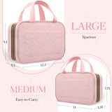 HOTOR Travel Toiletry Bag for Women with Hanging Hook - Portable Cosmetic Case, Toiletry Bag for Traveling Women, Waterproof Travel Essentials, Pink
