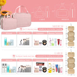 HOTOR Travel Toiletry Bag for Women with Hanging Hook - Portable Cosmetic Case, Toiletry Bag for Traveling Women, Waterproof Travel Essentials, Pink