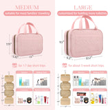 HOTOR Travel Toiletry Bag for Women with Hanging Hook - Portable Cosmetic Case, Toiletry Bag for Traveling Women, Waterproof Travel Essentials, Pink