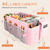 HOTOR Trunk Organizer for Car - Large-Capacity Car Organizer, Foldable Trunk organizer for SUVs & Sedans, Sturdy Car Organization for Car Accessories, Tools, Sundries, Pink